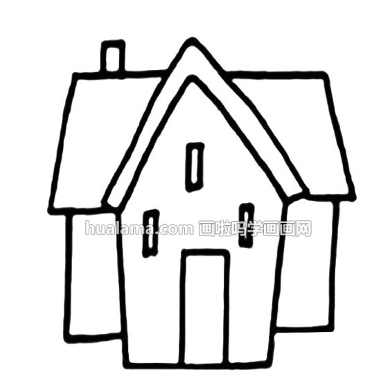 线描极简儿童画房子的画法