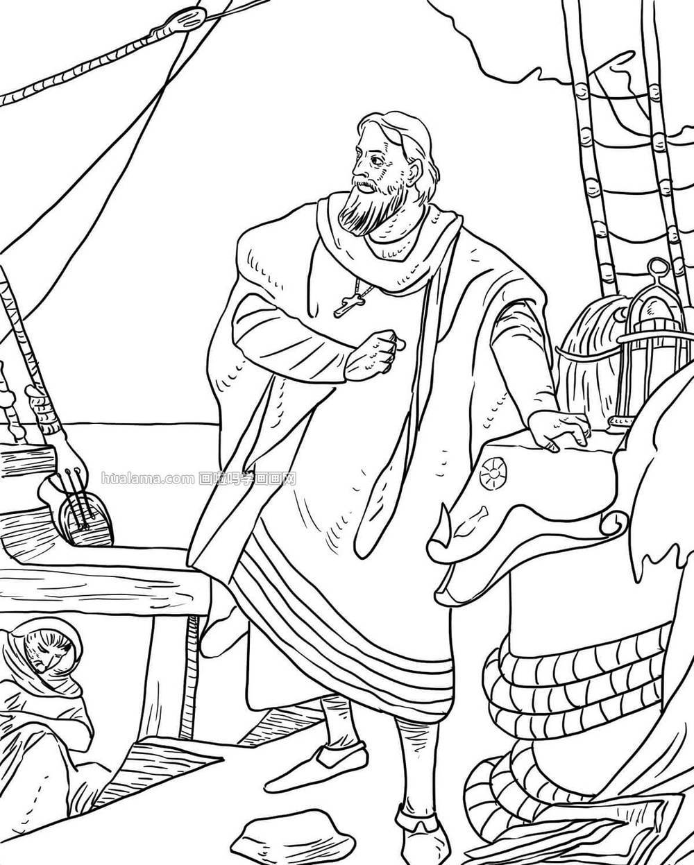 伟大的航海家哥伦布帆船简笔画图片