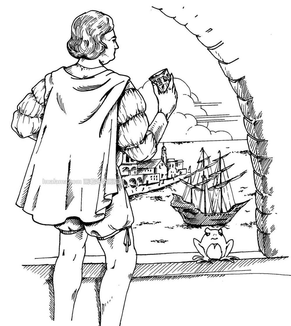 哥伦布columbus 航海港口 小青蛙 简笔画图片