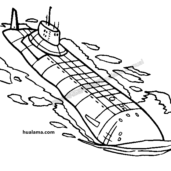 核潜艇简笔画军用图片