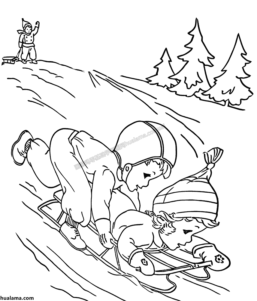 滑雪雪橇简笔画图片图片