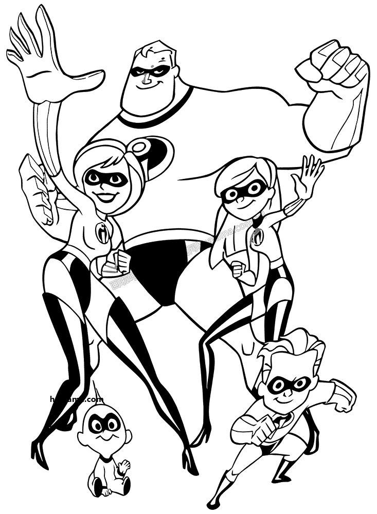 12款动漫电影 indestructibles 坚不可摧动漫人物简笔画图片黑白线稿
