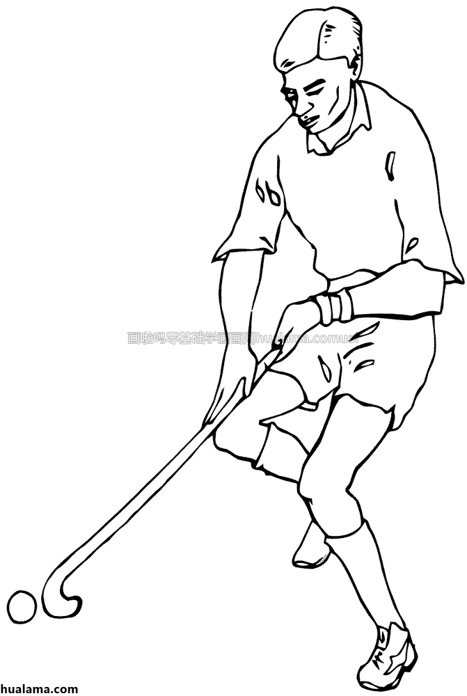 9款男子女子打曲棍球简笔画图片