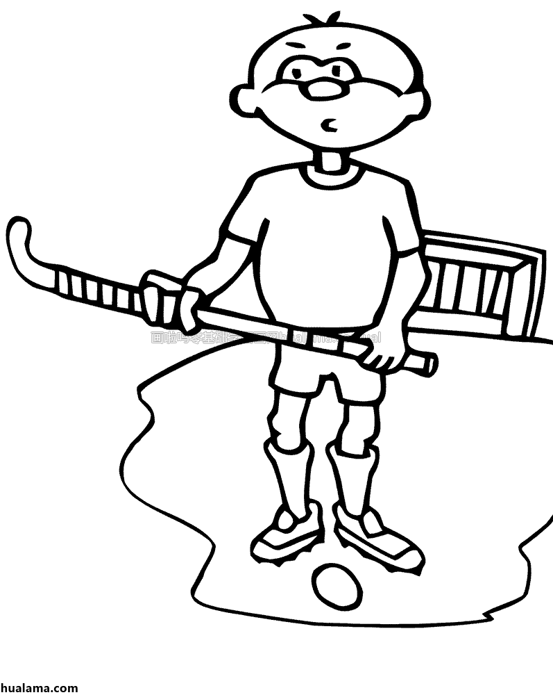 9款男子女子打曲棍球简笔画图片