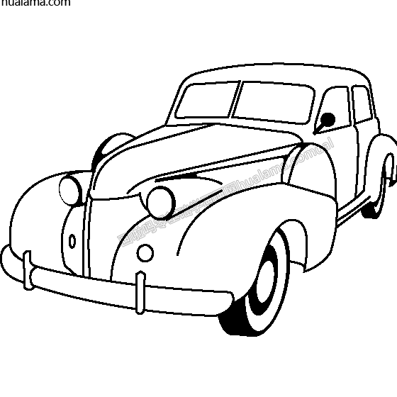 1940年凯迪拉克60黑白简笔画图片 - 汽车 - 画啦吗 一个零基础免费学