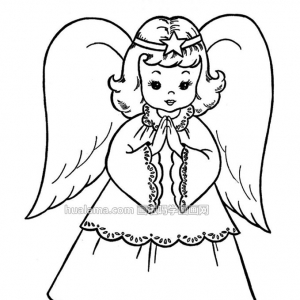 圣诞天使黑白简笔画线稿