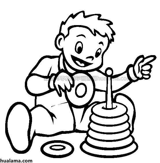 堆叠环的小男孩玩具简笔画