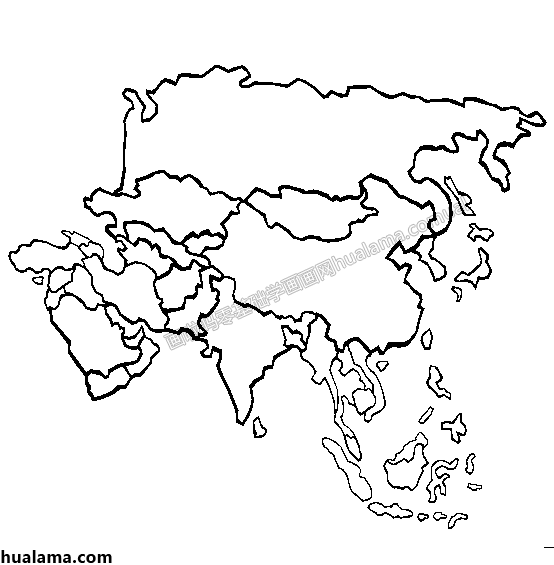 亚洲地图简笔画图片