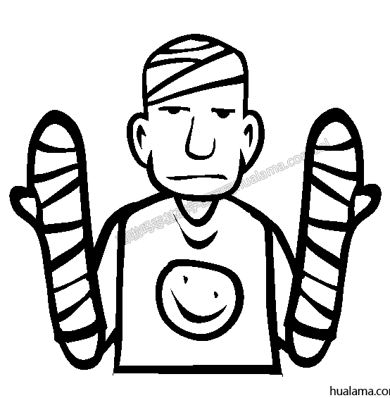 男子被绷带缠绕简笔画图片