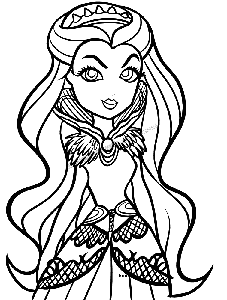 ravenqueen乌鸦女皇简笔画图片黑白线稿