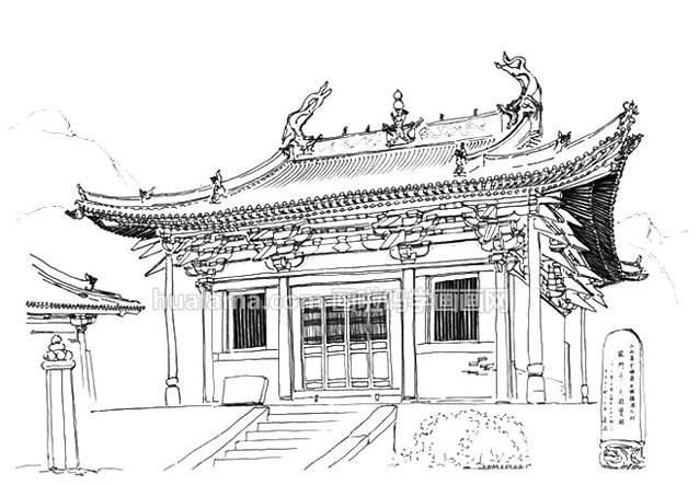 大雄宝殿简笔画 是怎样画的呢