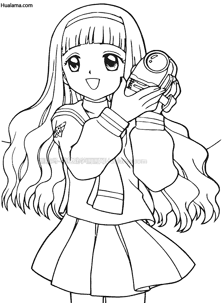 优羙酱anime动漫可爱表情行动黑白线稿 学习完记得交作业赢取画笔画纸