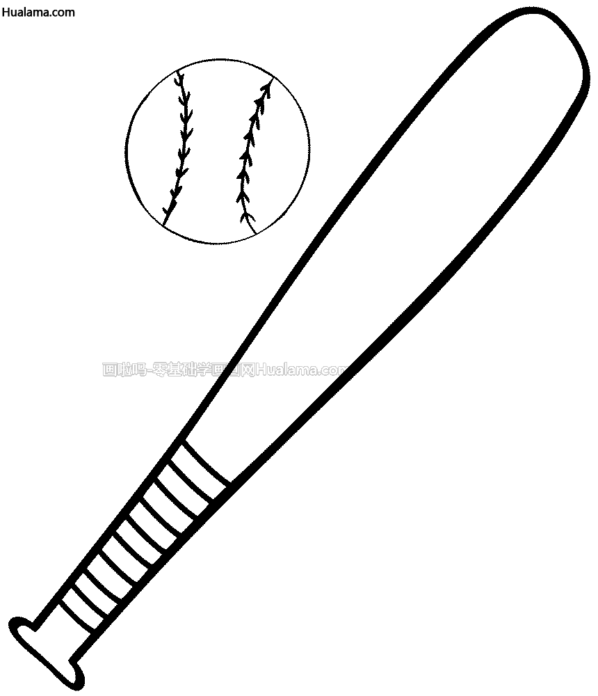 棒球棒怎样画棒球棒黑白线描简笔画大家都在等你一起来学画哦