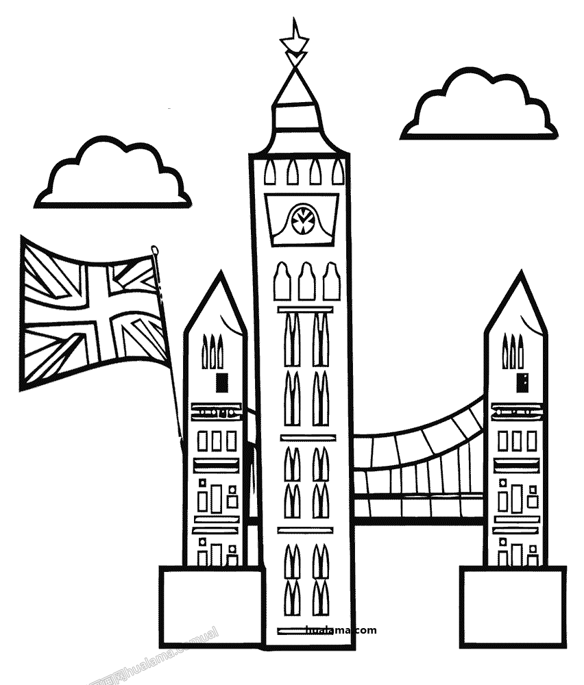 9款大本钟线稿手绘黑白简笔画怎样画 是怎样画的呢 - 建筑物简笔画