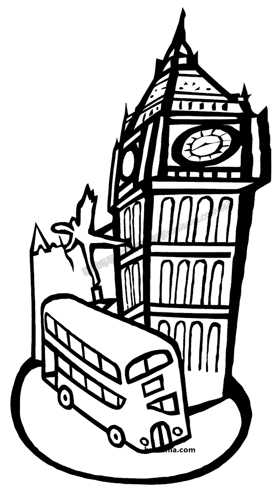 9款大本钟线稿手绘黑白简笔画怎样画 是怎样画的呢 - 建筑物简笔画