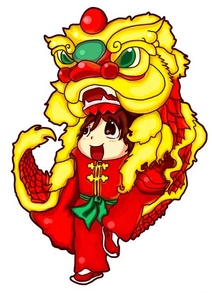 舞lion 狮子卡通画 学习完记得交作业赢取画笔画纸哦