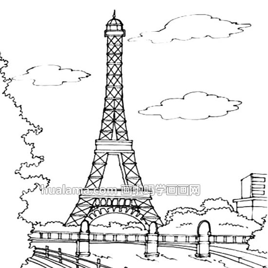 巴黎铁塔如何画 看完记得拿起画笔进行学习哦 - 建筑物简笔画 - 画啦