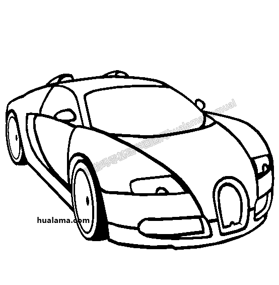 bugatti veyron 布加迪威龙奢华supercar黑白简笔画手绘线描 是怎样画